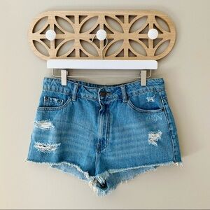 BDG by Urban Outfitters High-Rise Cheeky Denim Shorts Blue Sz 31